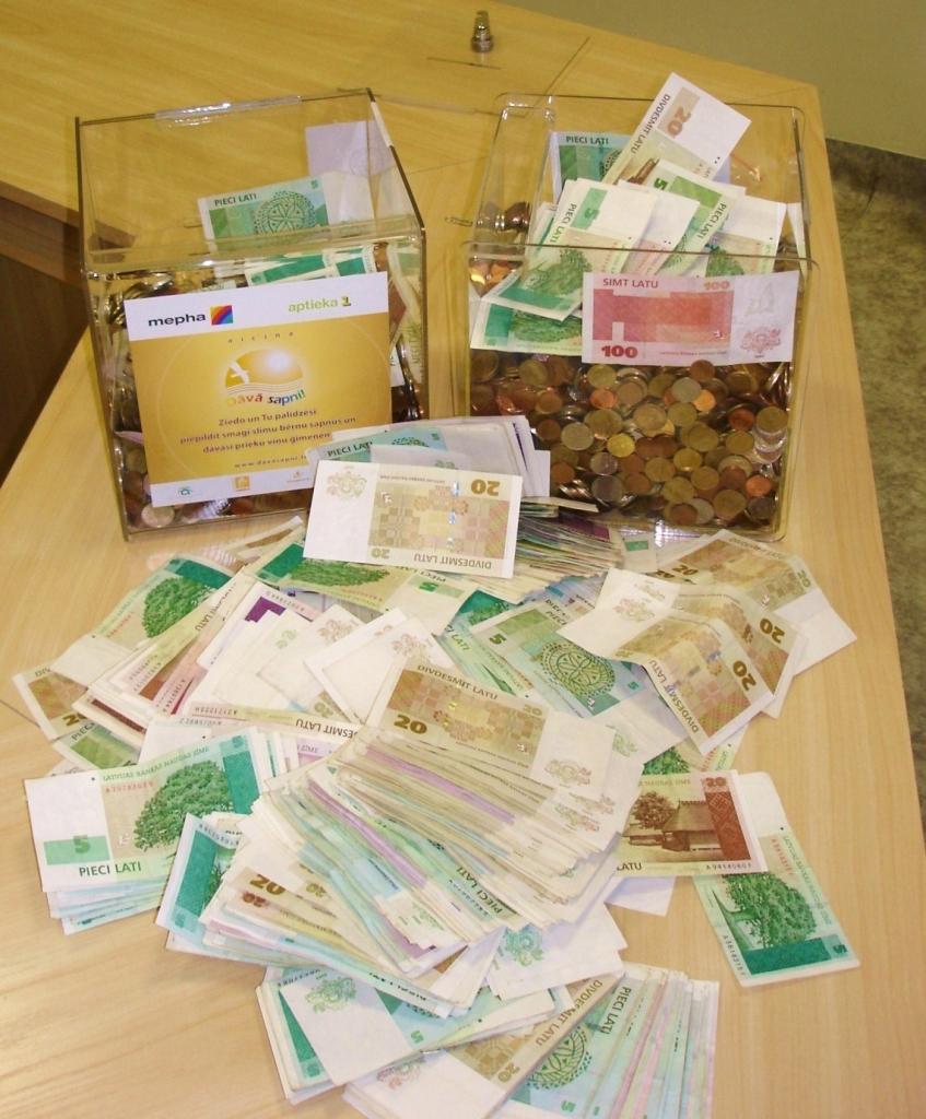 Apvienības aptieka 1 aptiekās savāktie ziedojumi – 12 845 Ls.
Autors: Foto: no personiskā albuma