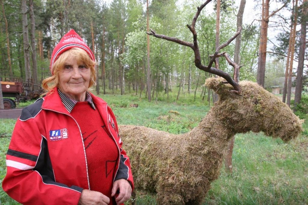 Lejasciemietei Dainai Ābramai pāris dienu laikā veiksmīgi padodas izgatavot sūnu stirnas un briežus, kuri pēc tam ganās turpat piemājas dārzā.
Autors: Gatis Bogdanovs