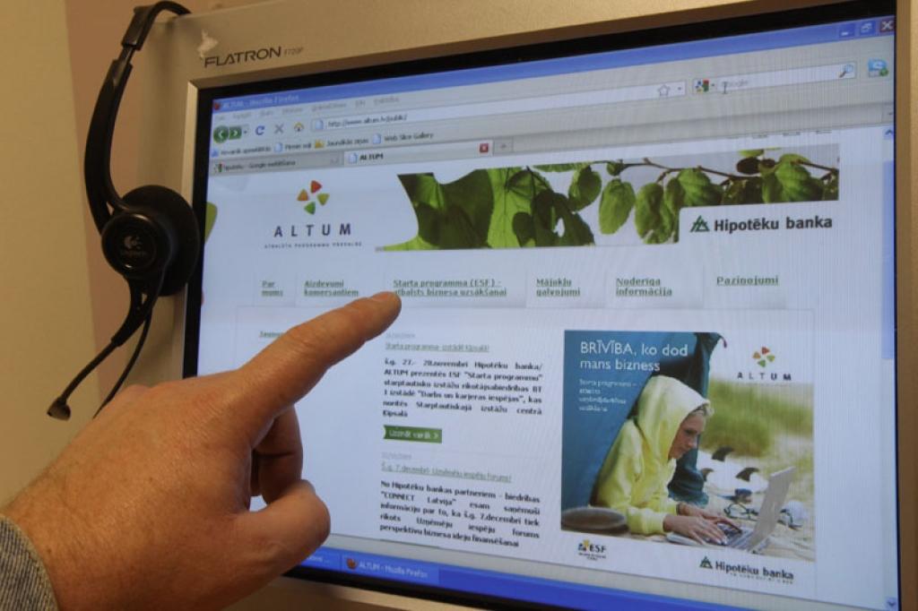 Latvijas Hipotēku un zemes bankas Atbalsta programmu pārvaldes mājaslapā “altum.lv” interesentiem  informācija par to, kā var saņemt kredītu sava biznesa realizēšanai.
Autors: Gatis Bogdanovs