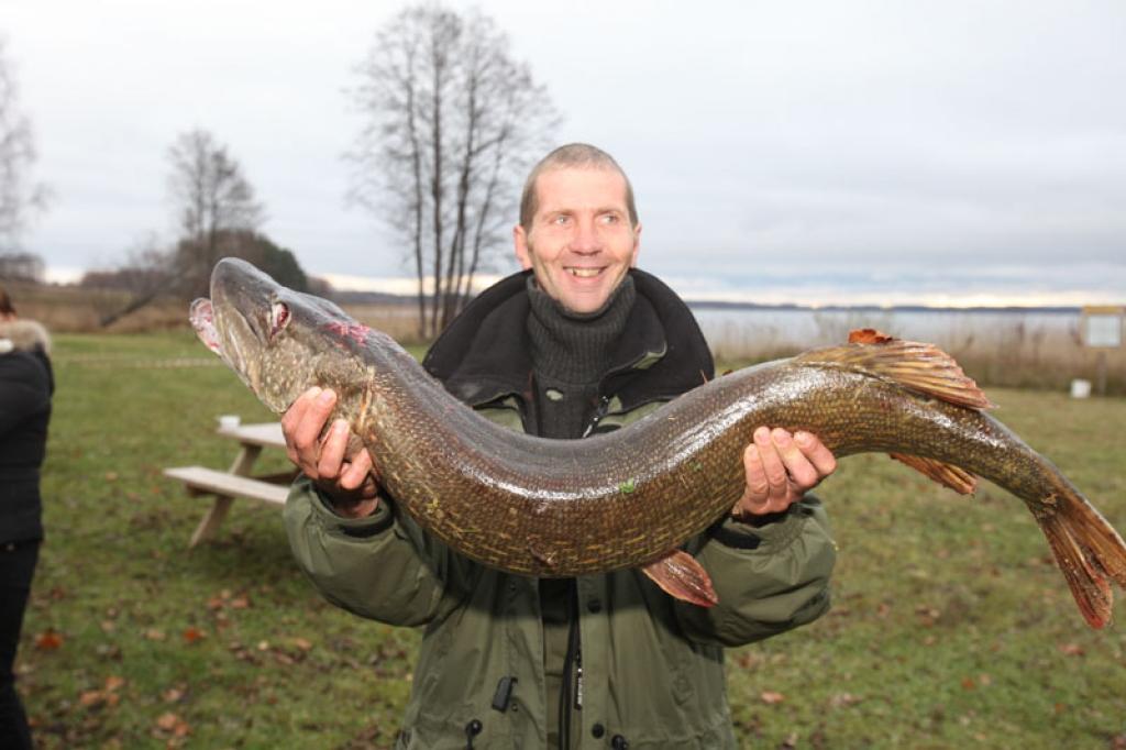 Veiksme smaidīja alūksnietim Vilnim Paudrupam. Viņš vienīgais tika pie līdakas, kura sver 11,360 kilogramus un ir 115 centimetrus gara. 
Autors: Gatis Bogdanovs