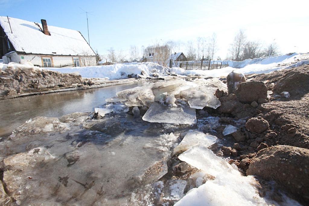 Brīvības ielā cilvēkiem jau nācās saskarties ar plūdiem, ūdens pat plūda iekšā mājā. Lai novadītu ūdeni, nācās norakt iebraucamā ceļa kārtu, jo caurteka, kas atrodas zem šī ceļa, ir aizsalusi.
Autors: Gatis Bogdanovs