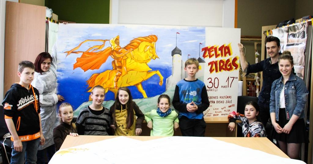 Darbnīcās tapa  lielformāta gleznota afiša, kā arī bērnu individuālas afišas.  
Autors: Gundega Šķēla