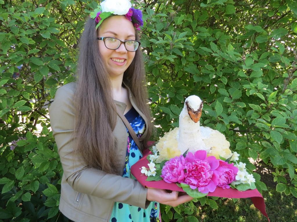 Torte - gulbja formā. Šī Renātes Kalniņas ideja tikusi atzinīgi novērtēta.
Autors: no personiskā arhīva