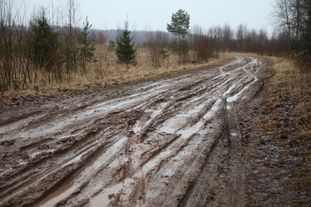 Laikā, kad aukstums ir atkāpies un līst gandrīz katru dienu, pašvaldības un arī valsts ceļi kļūst arvien sliktāki. To virskārtu sedz dubļu kārta. 
Autors: Gatis Bogdanovs
