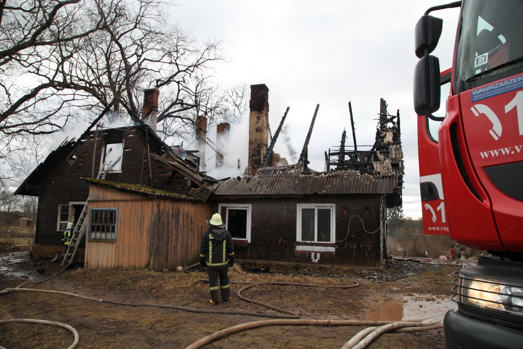 Stradu pagasta “Mācītājmāja” dega 17.martā. Ugunsgrēku vecajā koka ēkā četras ugunsdzēsēju vienības dzēsa vairāk nekā astoņas stundas. 
Autors: Gatis Bogdanovs  