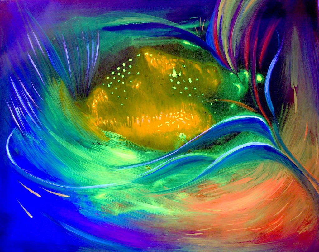 Vitālija Jermolajeva glezna “Papardes zieds”. No 2.novembra līdz 8.janvārim Gulbenes novada vēstures un mākslas muzejā – Vitālija Jermolajeva mirdzošo gleznu teātris “Inner Light”. 