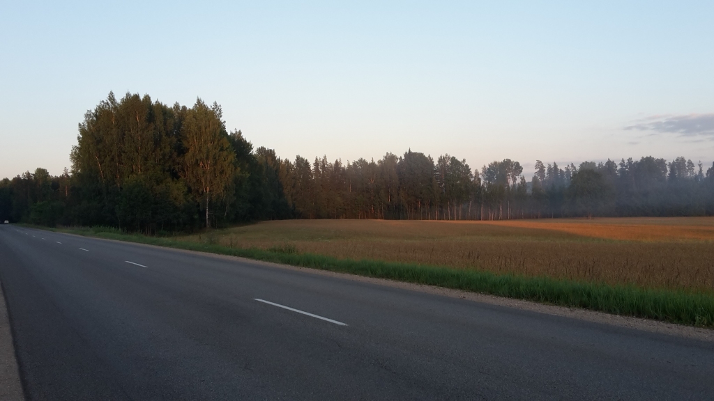 Trešdienas vakarā, braucot no Gulbenes uz Balviem, apmēram 15 kilometrus no Gulbenes varēja redzēt, kā no meža veļas dūmi. 
Autors: Inita Savicka