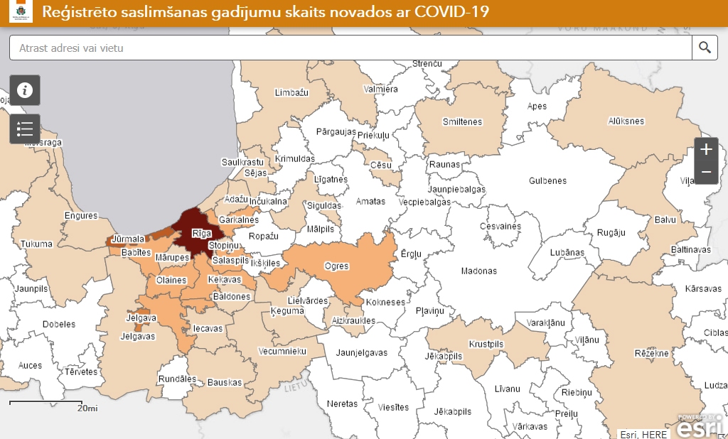 Slimību profilakses un kontroles centra publicētā Covid-19 izplatības Latvijas karte liecina, ka šobrīd saslimšana kopumā reģistrēta 52 novados. Gulbenes novadā līdz šim nav konstatēta oficiāla saslimšana ar COVID-19.