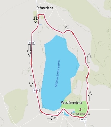 Trases plāns/karte/skriešanas virziens.