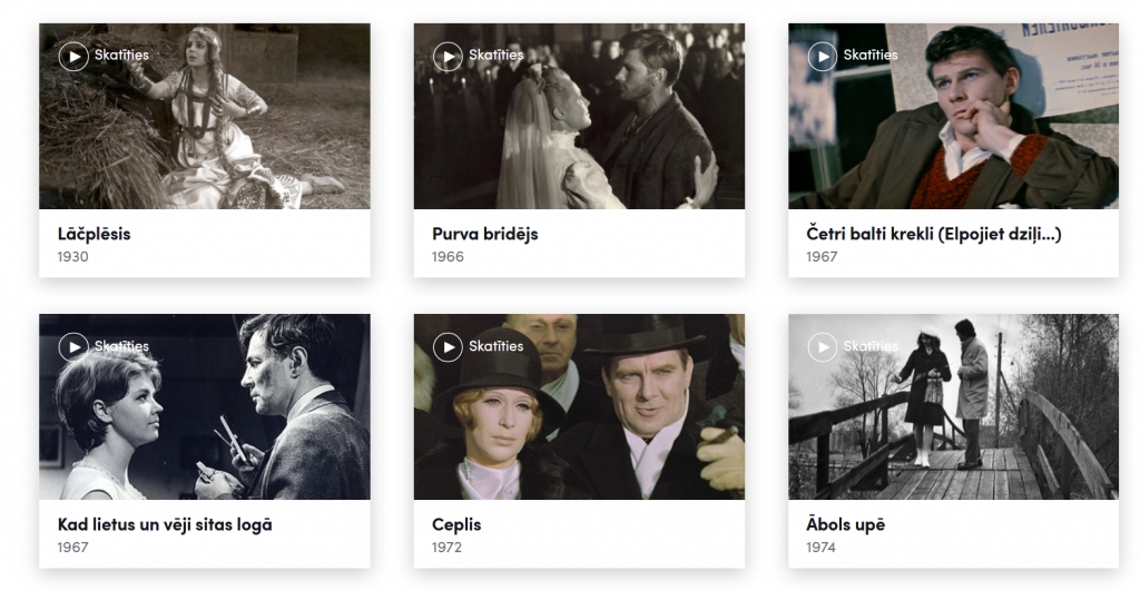 “Filmas.lv” ir visplašākā 
un precīzākā datubāze par Latvijas filmām, kur legāli 
un bez maksas var noskatīties
250 Latvijas filmas.
Autors: no portāla “Filmas.lv”