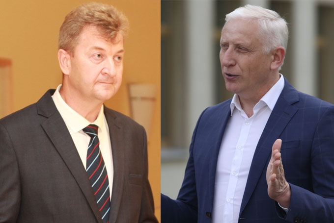 Novada domes priekšsēdētājs Andis Caunītis (no kreisās) un deputāts Normunds Audzišs.
Autors: no “Dzirksteles” arhīva