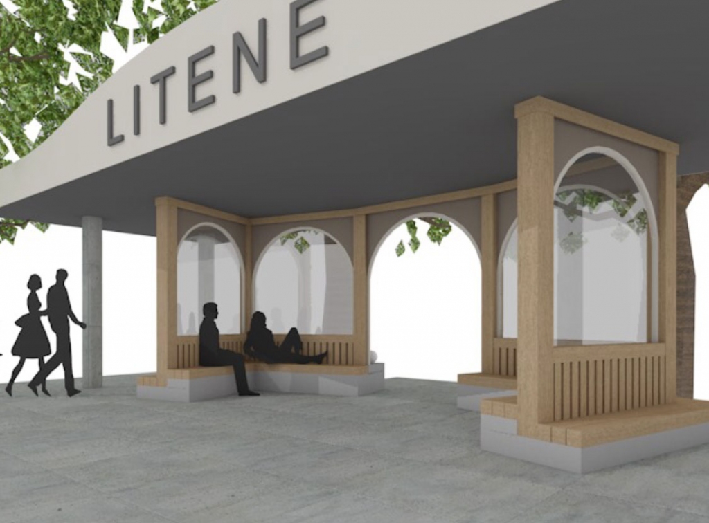Paredzams, ka jaunā satiksmes autobusu pietura Litenes centrā izskatīsies šādi.
Autors: no IUB mājaslapas