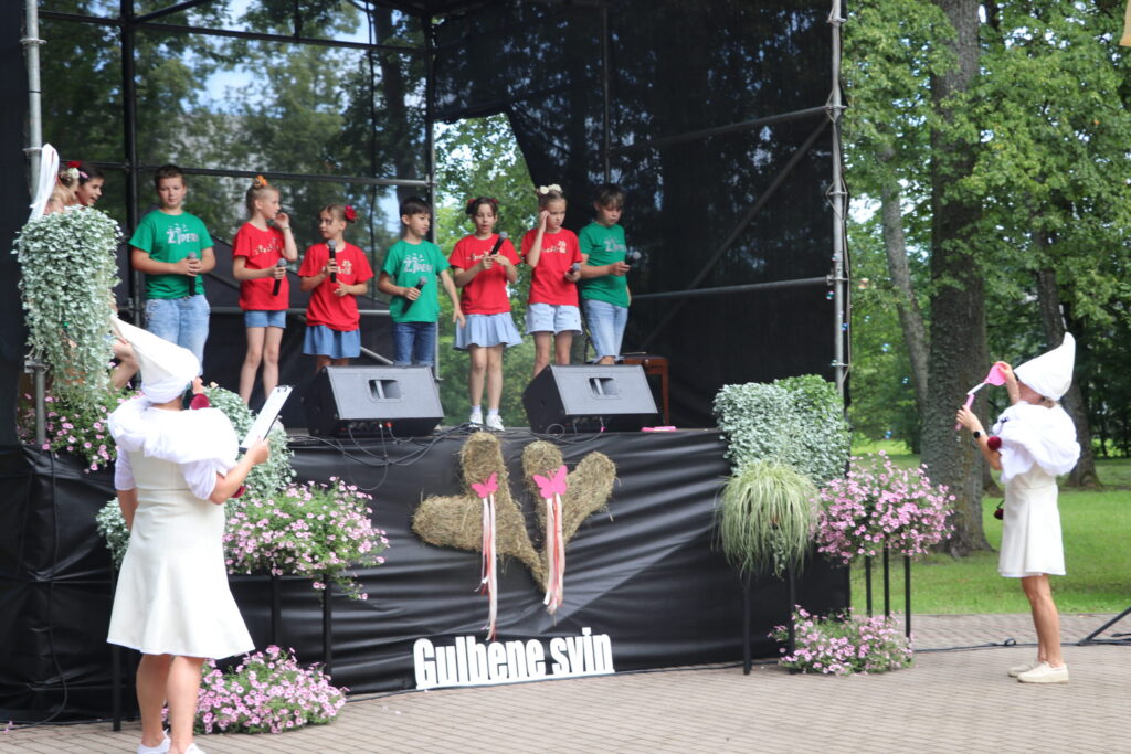 26.JŪLIJĀ Gulbīšu parkā sanākušos priecēja arī dažādu novada bērnu kolektīvu koncerts. Skanīgi parku ieskandināja arī Sabīnes Krilovas-Šmites vadītais bērnu vokālais ansamblis “Amarillis"/"Žiperi”.
Autors: Foto: Diāna Lozko