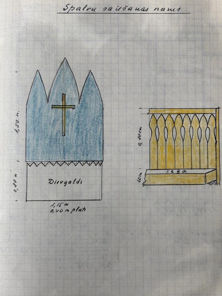 “Spalvu” saiešanas nama iekārtojuma zīmējumi Jāņa Kučera dienasgrāmatā. 
Autors: Foto: no Gulbenes novada vēstures un mākslas muzeja krājuma